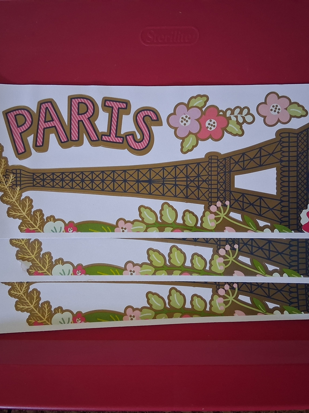 Paris Floral Eiffel Tower Wall Decal - Pink & Gold